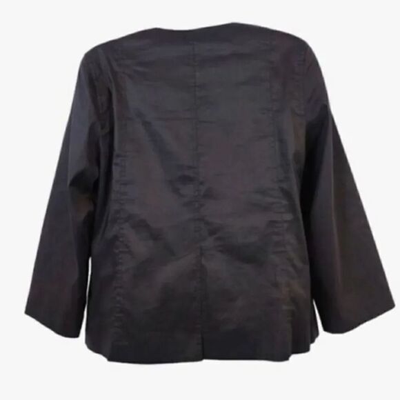 Eileen Fisher Polished Silk Blend Lined Zip Jacket in Black Size Small - Picture 5 of 11